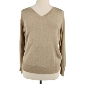 SALE Lane Bryant Metallic V Neck Sparkle Sweater Gold Long Sleeves Plus Size 18